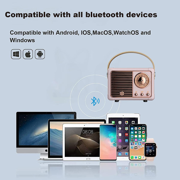 Retro Bluetooth-kaiutin, Vintage-sisustus, Pieni langaton Bluetooth-kaiutin, Söpö vanhanaikainen tyyli