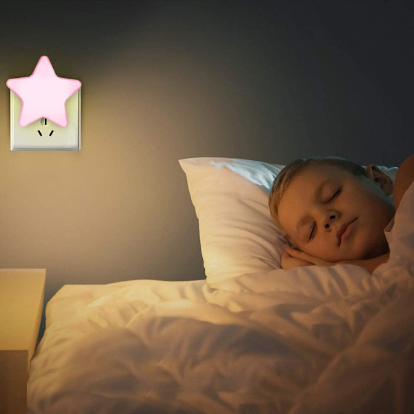 LED nattlys stikkontakt stjerne stikkontaktlys med skumringssensor