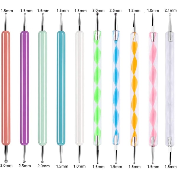 10PCS Dotting Tools Set for Nail Art, Embossing Stylus for