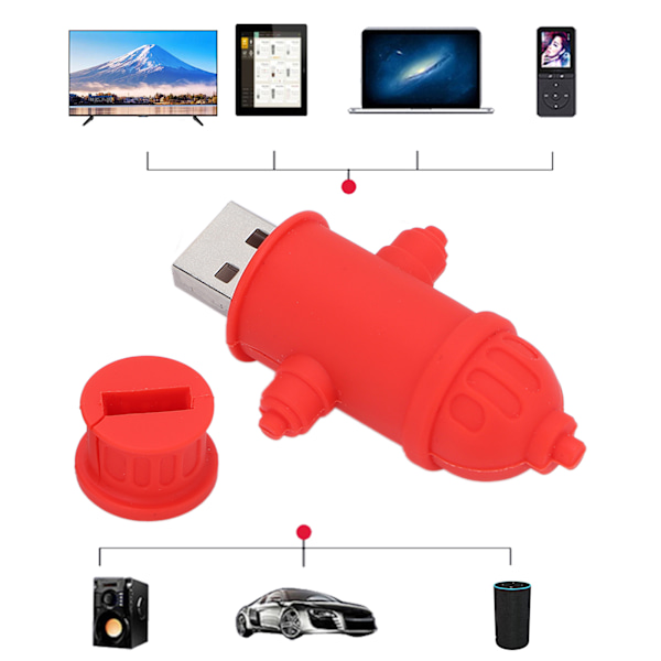 Tecknad Brandpost Formad USB-minne Söt USB-sticka för Hemmakontoret för Dataöverföring 128GB