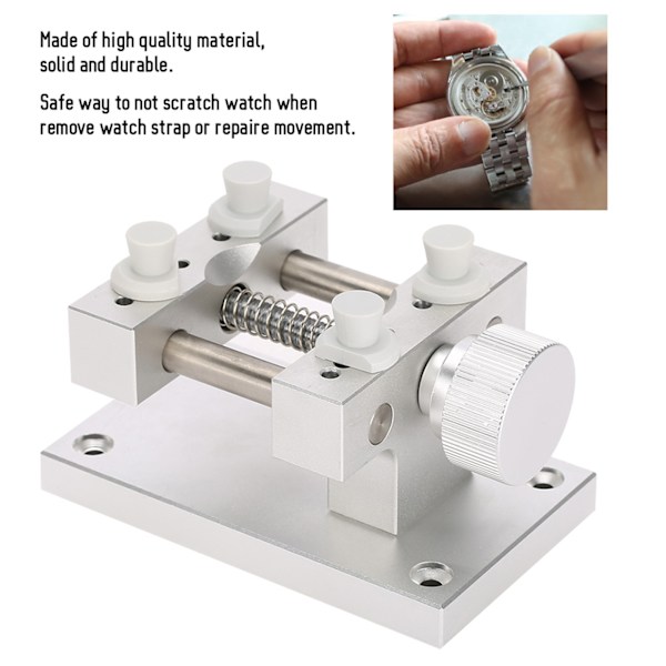 Metall Justerbart Klockfodral Hållare Klockarmband Remover Basrörelse Reparationsverktyg Silver