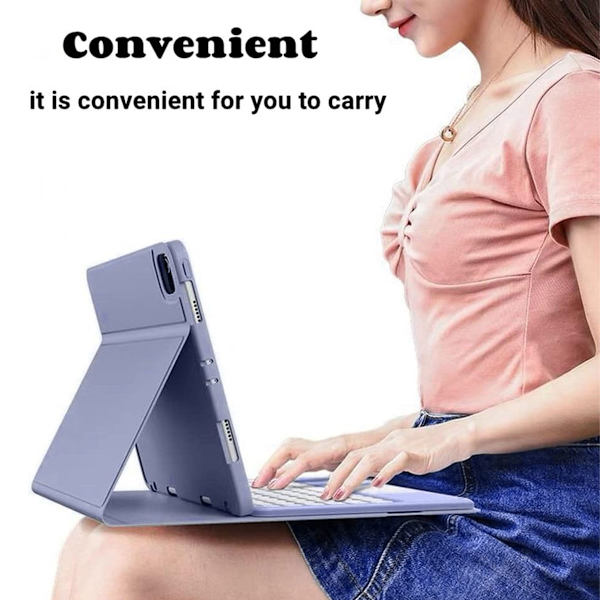 Tastatur etui med touchpad sød rund tast farve tastatur iPad Air2/Pro9.7Generation aftagelig Bluetooth touch tastatur cover - Lilla
