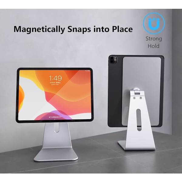 Magnetisk iPad-stativ, roterende iPad-stativholder i aluminiumlegering til iPad Pro 12,9 tommer Magnetisk bordstativ til iPad Pro 12,9'' 3./4./5. generation