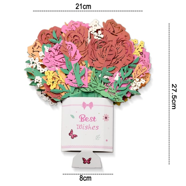 Blombukett pop up-kort - 3D-blomsterkort, mors dag