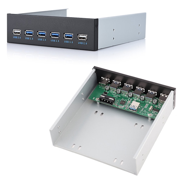 19-stifts till 4 * USB3.0 + 2 * USB2.0 6-gränssnitt Metall Frontpanel USB-hubb