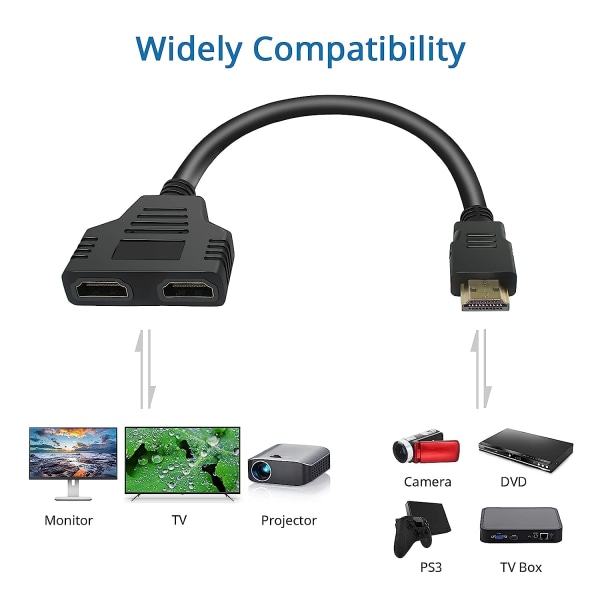 HDMI Splitter Adapter Kaapeli - HDMI Splitter 1 in 2 Out HDMI