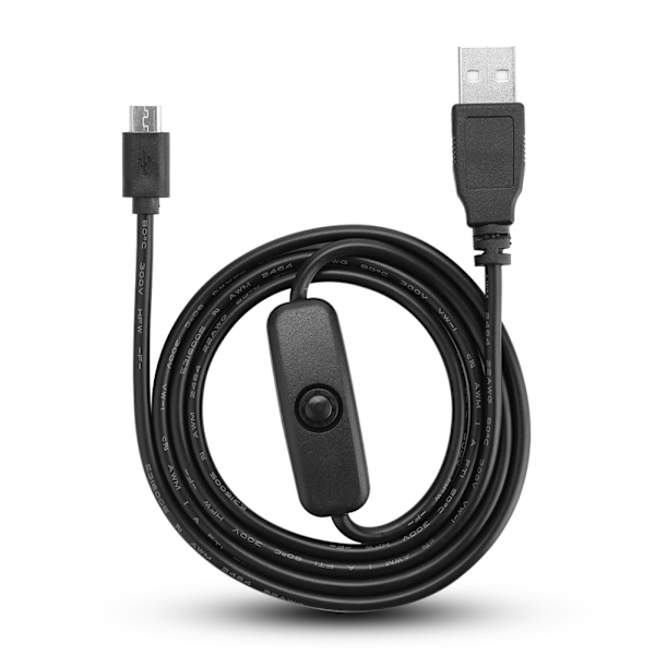 Micro USB-strømkabel med tænd/sluk-knap til Raspberry Pi 3 / 2 / B / B+ / A