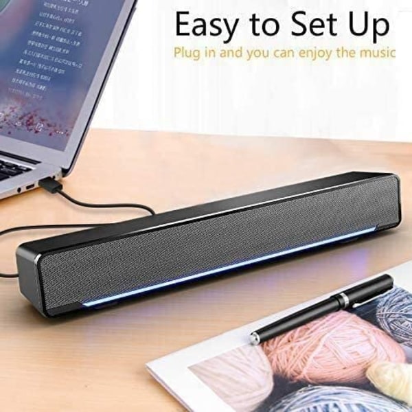 USB-drevne Soundbar-højttalere til computer, bærbare computere, sort (USB)