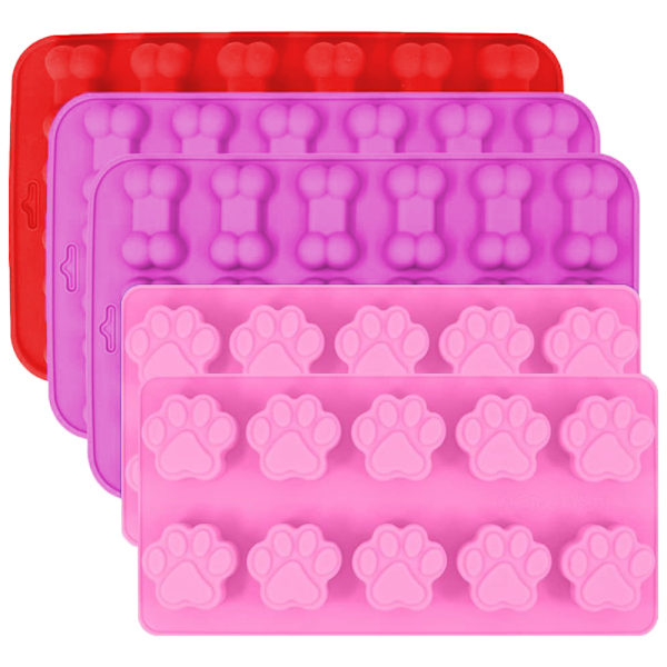 5 stk. Silikone Chokolade Slikforme, Hvalpepote & Knogle Non-Stick Bageforme Isbakker, Til Gumdrop Jelly Kage Muffin Cupcake