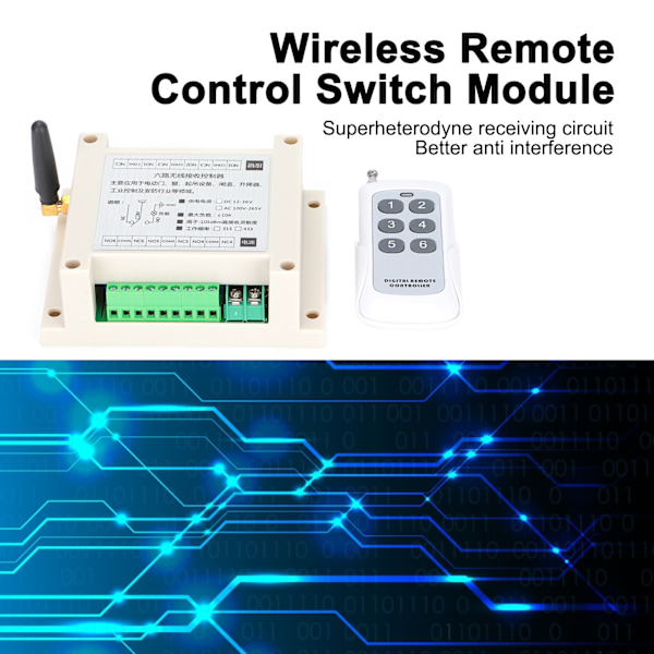433MHz 6-kanavainen langaton kaukosäätimen ohjausmoduuli, signaalin vakauslähetin ja -vastaanotin ovelle