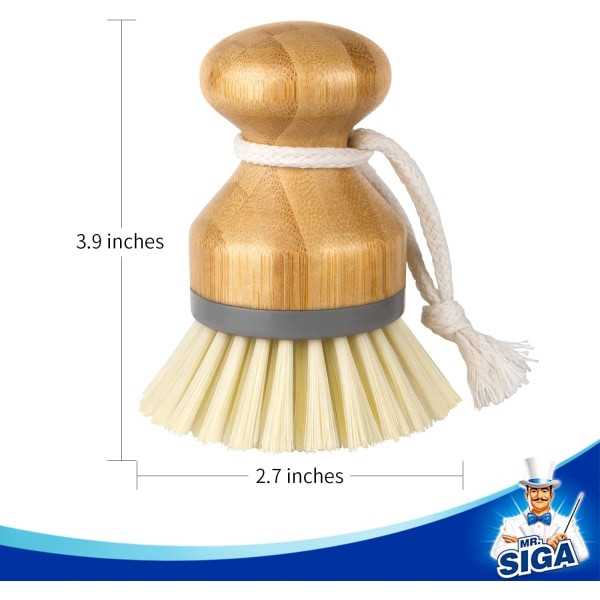 MR.SIGA Bambus palmebørste, skrubbebørste for tallerkener Gryter og panner