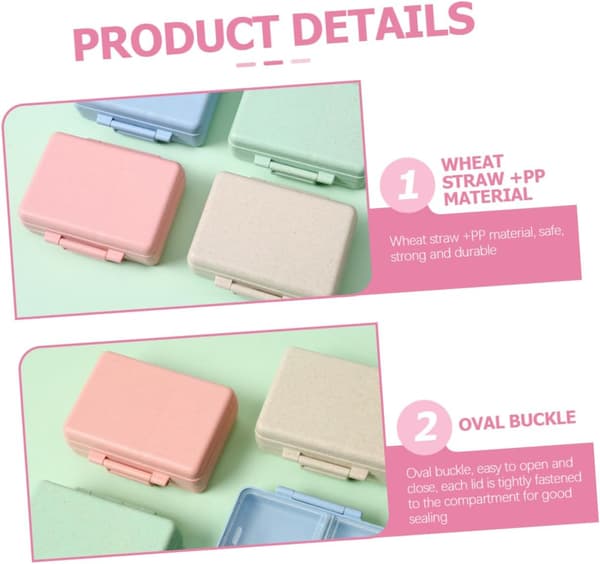 Large Capacity Portable Medicine Box with Pill Compartments - Wheat Straw