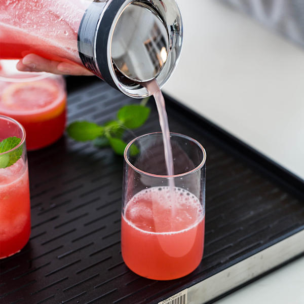 Glas vandkaraffel, 1 liter, glaskaraffel med låg, silikone
