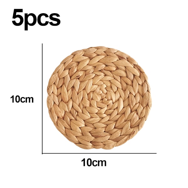 10cm Runde Pladsemåtter Sæt med 5 Flettet Pladsemåtter