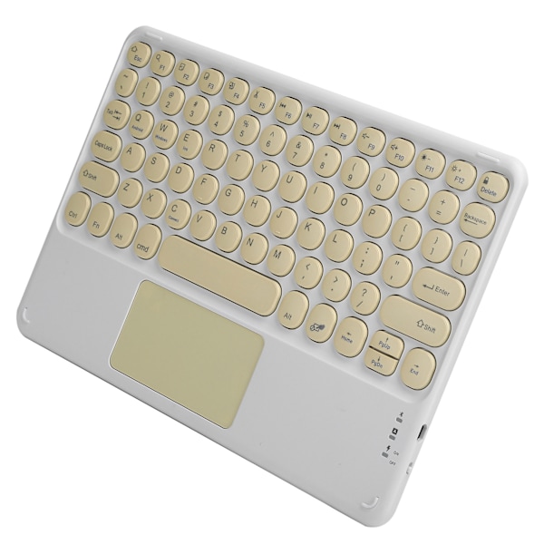 Bluetooth-tangentbord med pekplatta, runda knappar med ergonomisk design, stabil anslutning, 10 tum, gul