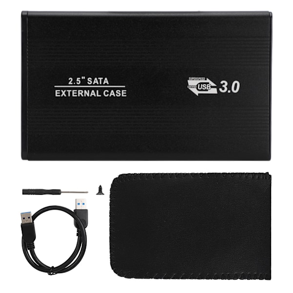 w25ab30 USB3.0 2.5-tums HDD-kapsling SATA Aluminiumlegering Mobil Hårddiskbox HDD-fodral (Svart)