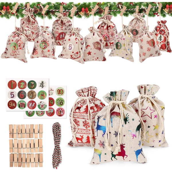 Hanging small cloth bag Christmas cotton and linen bag set