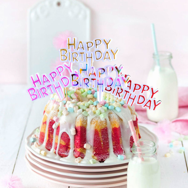 Färgglada Grattis på födelsedagen Cupcake Toppers, för Party Dessert