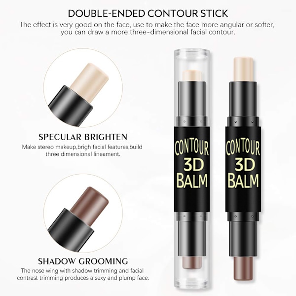 Dobbeltsidet Highlight & Contour Stick Make up Concealer Kit til