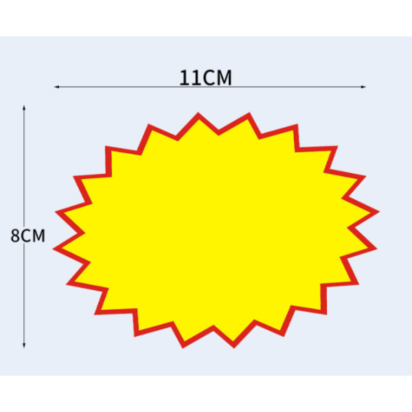 100 STK 11cm*8cm Salgsskilte til detailhandel, tomme detailsalgsetiketter Iøjnefaldende Solar Star Promotion Prismærker Enkeltsidet printpap