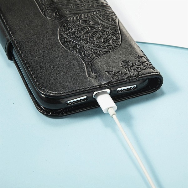PU Läder Stativ Korthållare Strap Flip Cover för iPhone 14
