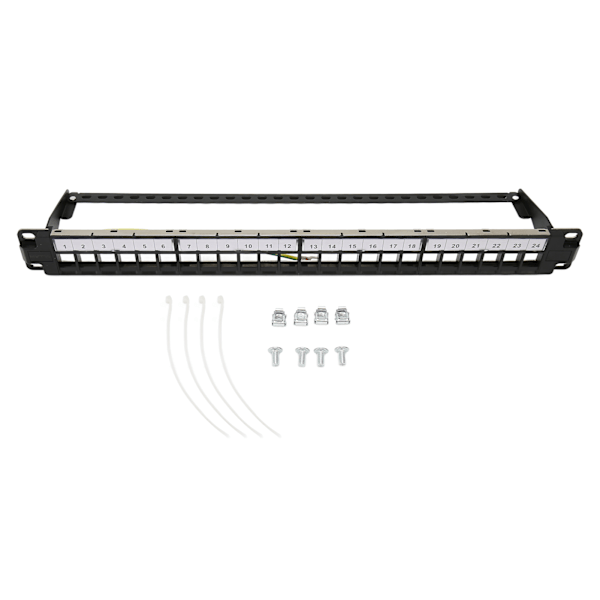 CAT5e Patch Panel 24 Porter Anti Interferens Stabil Polert Metall CAT6 Rackmonterings Panel for 19 Tommers Rackskap