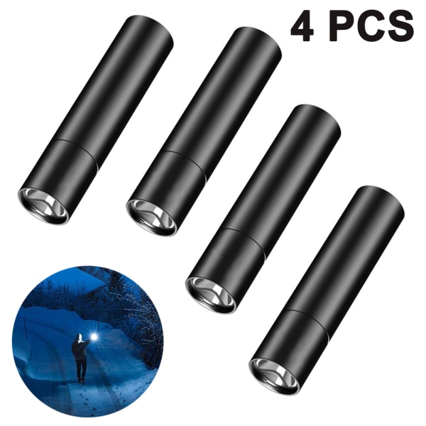 LED lommelygte 4-pak, superlys taktiske lommelygter, genopladelig