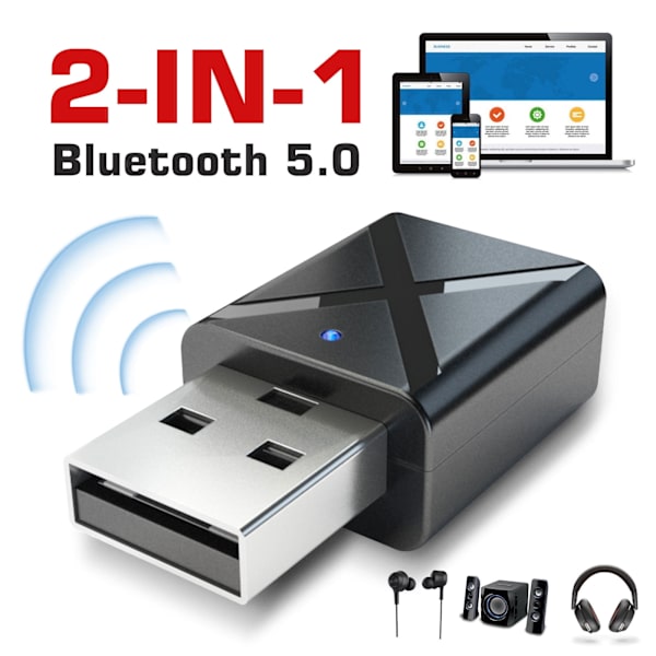 Bluetooth 5.0 sändare och mottagare 2-i-1, Bluetooth-sändare för TV, trådlös Bluetooth-adapter för CD-liknande röstglädje, Bluetooth-ljud