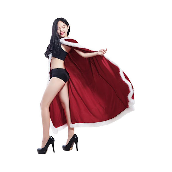 Jultomtens kappa med huva Julrock kappa Dam Jultomtens kostym Jul Fancy Dress kappa Huvad kappa Röd kostym för jul