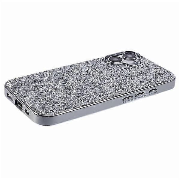 Kompatibel med iPhone 16-deksel TPU + PC glitrende telefonbakdeksel Silver