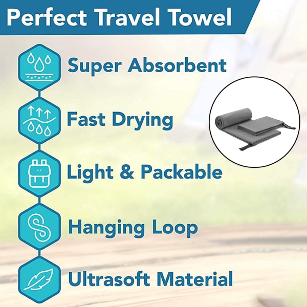Utomhus Mikrofiber Camping Handduk Snabbtorkande Lätt - Quic