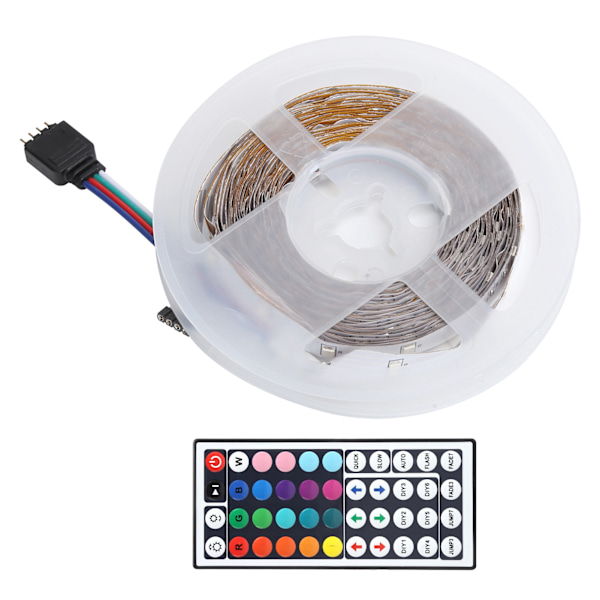 Vattentät RGB LED-strip för oändliga designmöjligheter, dubbla utgångar RGB-kontroller säkerställer dynamisk belysning, manuell 44-knapps fjärrkontroll,