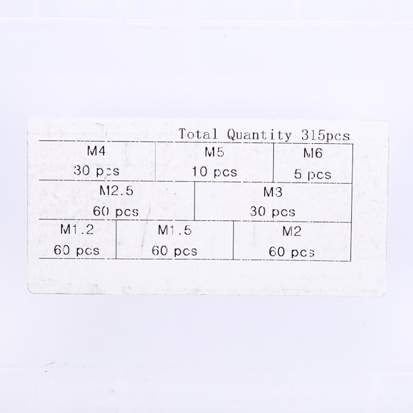 315 stk Aluminium Klemmeskive M1.2 M1.5 M2 M2.5 M3 M4 M5 M6 Jernvaredeler