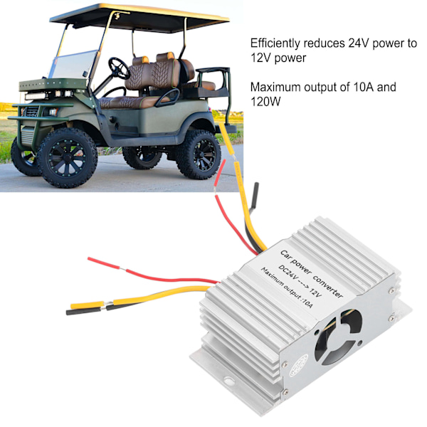 DC24V till DC12V Spänningstransformator 10A 120W DC Spänningsreducerare Strömförsörjningsomvandlare IP68 Vattentät för Golfbil