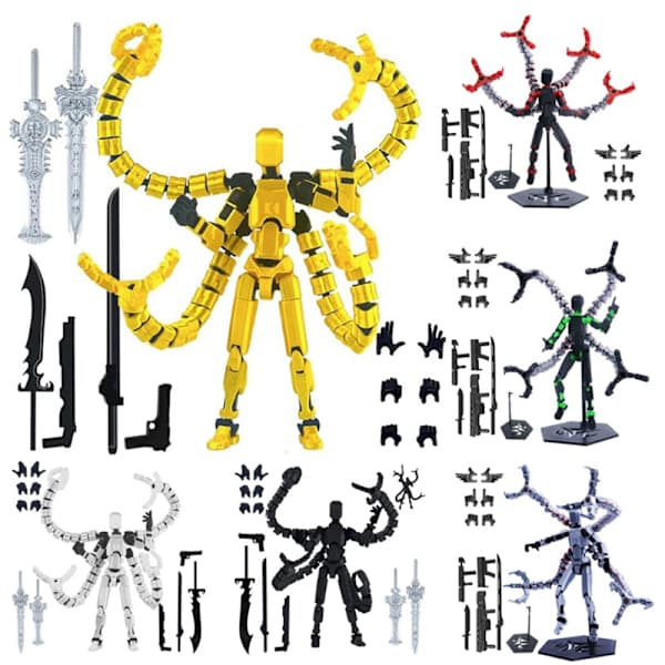 Ferdigmontert 18,3 cm T13 Actionfigur 3D-printet Multi-ed A6 A6