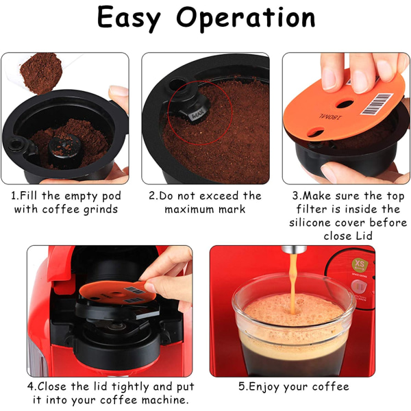 Kaffeepads, gjenbrukbare kaffefiltre, påfyllbare