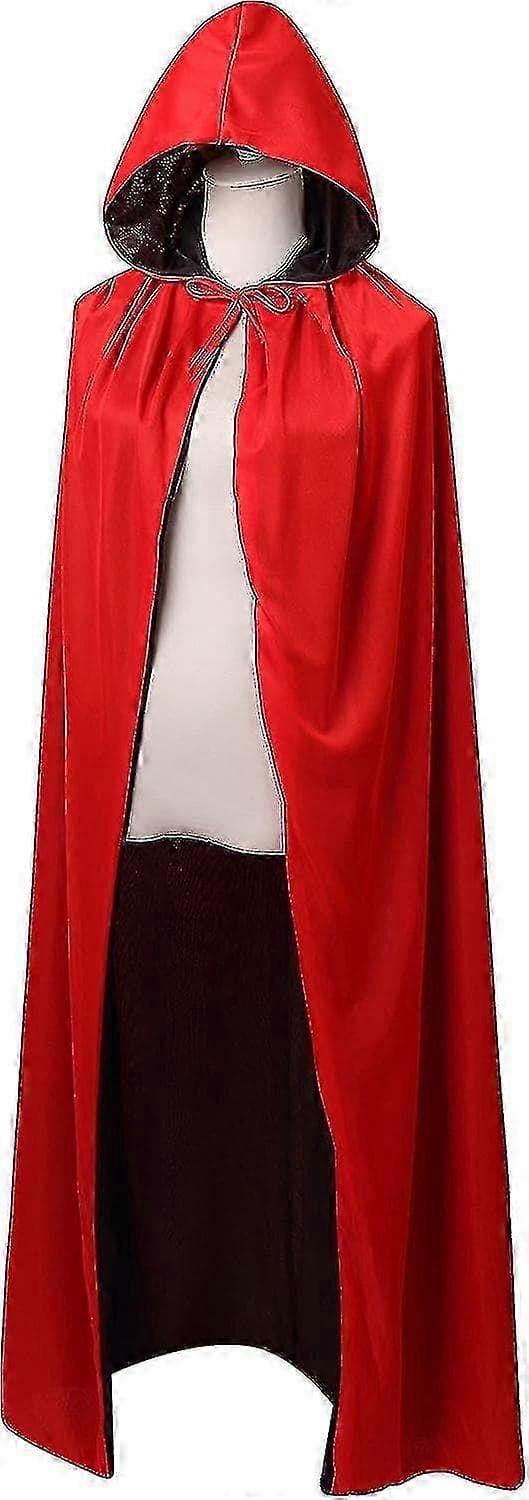 Festlig vendbar kappe til voksne og børn, perfekt til Halloween- og julekostumer Black  Red 120cm