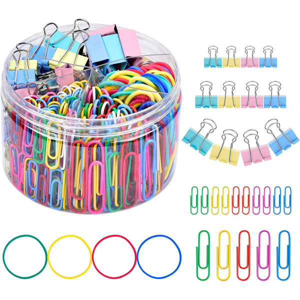 Binder Clips Paper Clips, Sopito 300pcs Colored Office Clips Set