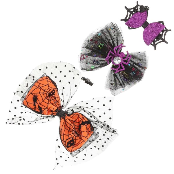Halloween Hårpynt Sløjfeclips til Dekoration 9 Stk. Edderkoppedesign