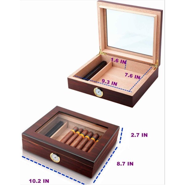 Håndlavet cigarhumidor, cedertræ cigar desktop boks med befugter