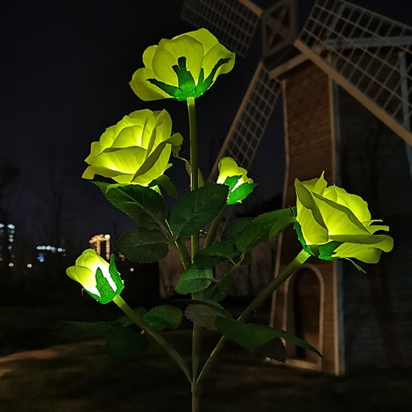 Solcelledrevne hagebelysninger utendørs, 2 pakker roser blomsterlys hage