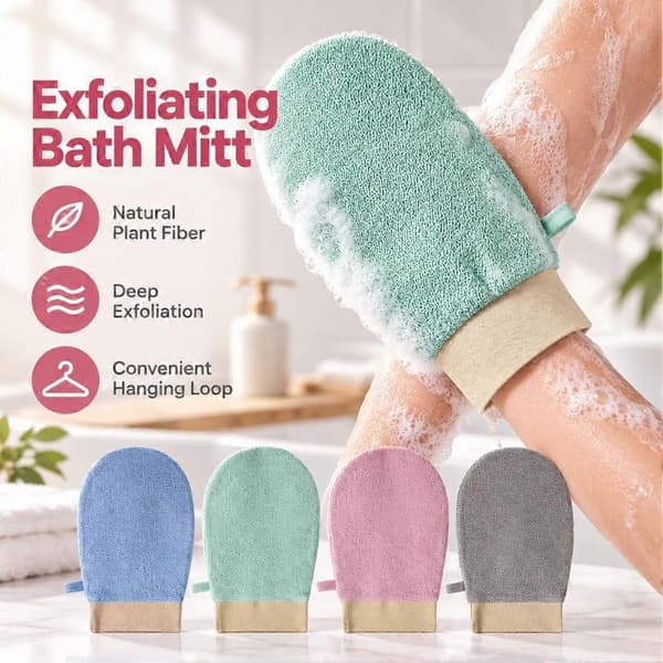 Dubbelsidig badvante i växtfiber, tunn och snabbtorkande med elastisk handled light gray 1pcs