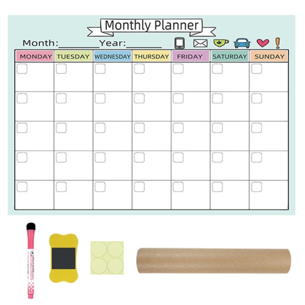 Magnetic Dry Erase Calendar - Lodret kalender til