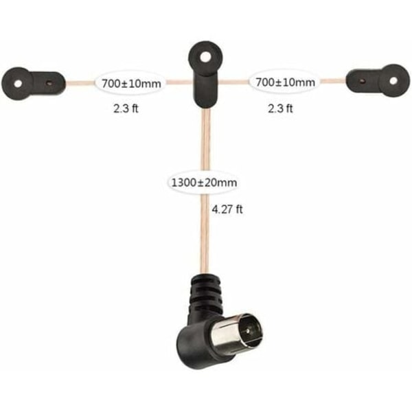 FM innendørsantenne Y-formet dipolantenne 75 Ohm F hannkontakt Koaksialkabel FM-radioantenne for stereo AV-mottaker Hjemmekino-forsterker