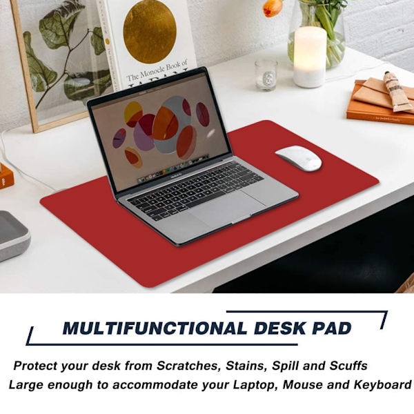Dubbelsidig PU-läder skrivbordsunderlägg förlängt laptopbord