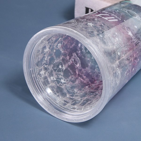 Dubbelväggig dryckesflaska, Astronautmugg för barn, Återanvändbar plastmugg med sugrör, BPA-fri, Lätt att rengöra, Portabel, 500ml