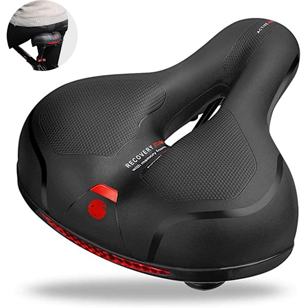 Cykelsadel, memory foam gel cykelsadel, ergonomisk hul sadel, vandtæt og åndbar sadel til mænd og kvinder