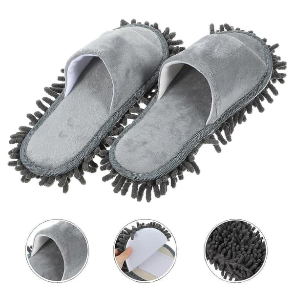 Mopping Slippers Moppe Sutsko Chenille Materiale Åben Tå Design Skridsikkerhed 1 Par