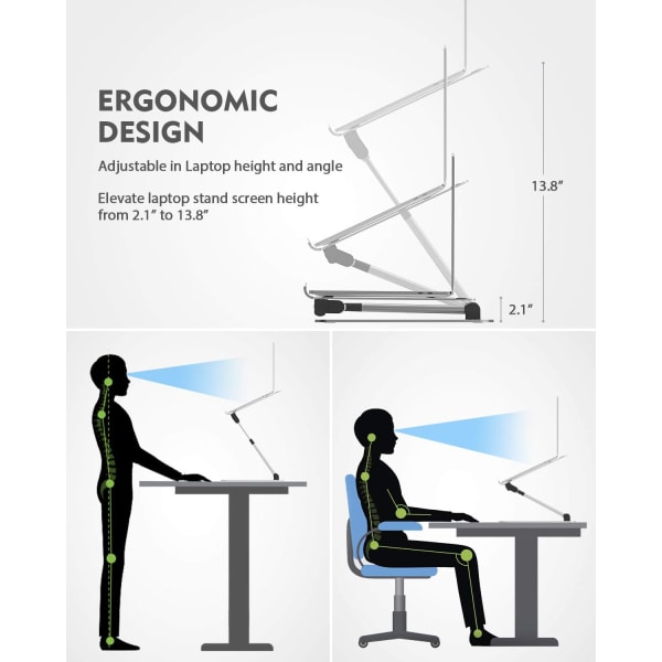 Støtte C5 bærbar PC, ergonomisk PC-stativ, justerbar høyde, alle bærbare PC-er er 10-17 tommer