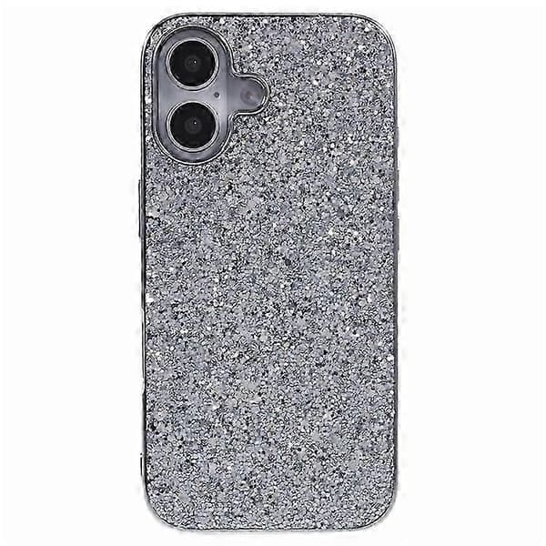 Kompatibel med iPhone 16-deksel TPU + PC glitrende telefonbakdeksel Silver